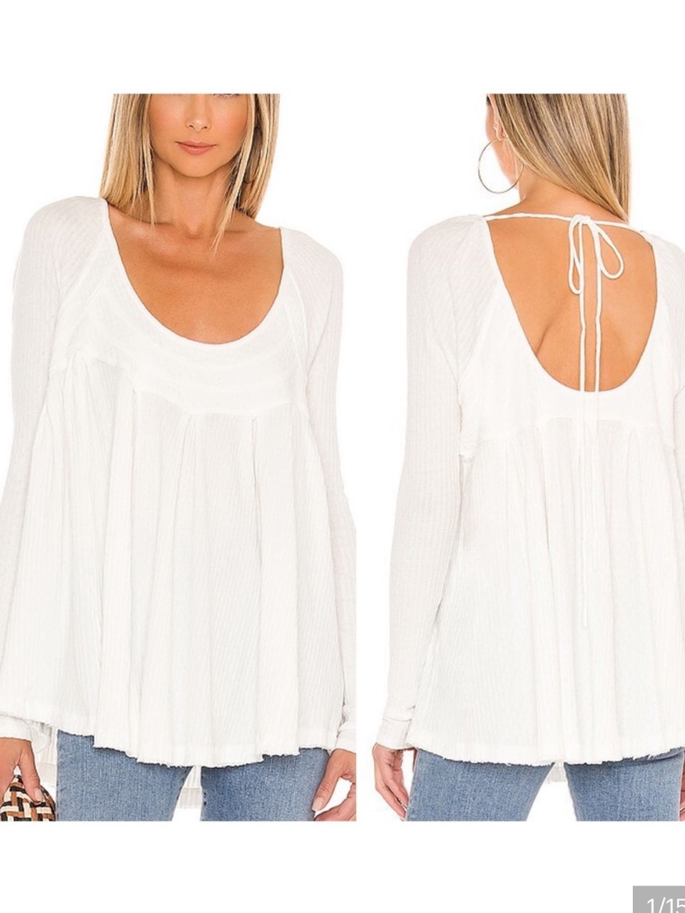 Free People "It's Always You" white tunic top size large